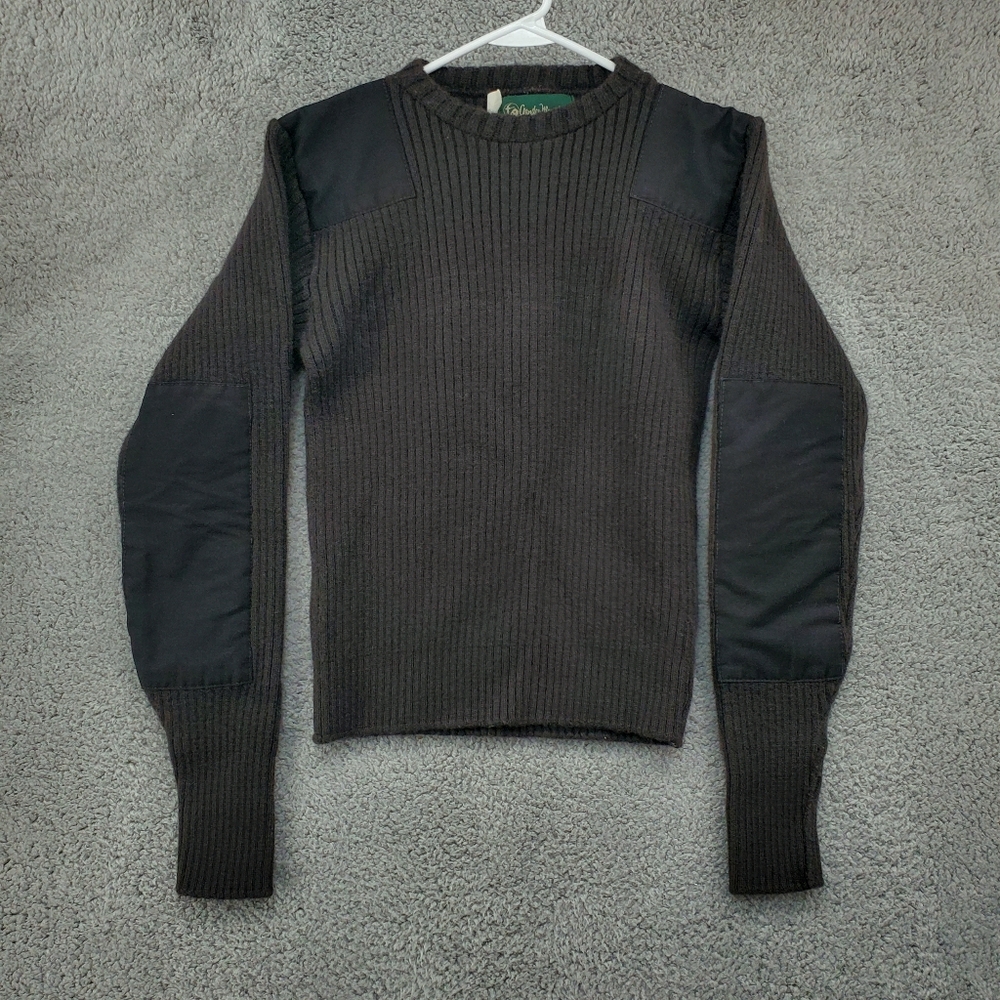 Vintage Gander Mountain Commando Sweater Mens Small Wool Black Ribbed USA Made